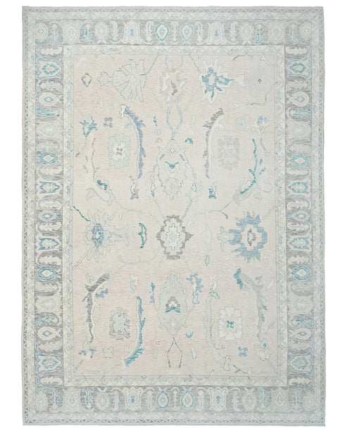 10x14 Beige Oushak Turkish Hand Knotted Soft Wool Area Rug